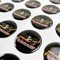 Bon prix Adhésif Personnalisé Société Marque Logo 3D Étanche Doming Autocollants En Résine Époxy Cristal Clair Rond Autocollants En Résine Époxy