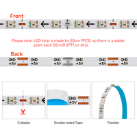 2.7mm Ultra Étroit 12V 5V WS2812B Adressable Individuellement IP30 160 LEDs/m SMD 0807 SPI RGBIC Bande Led Numérique Programmable