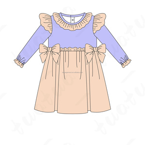 Flutter manches enfants enfant en bas âge petit bébé robe soeurs correspondant vêtements coton arc enfants filles robes - Product Image 4