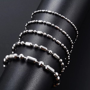 Bracelet chic en perles d'acier inoxydable, chaîne de main en bambou, bracelet de cheville pour femmes et hommes, accessoires de bijoux en métal - Product Image 2