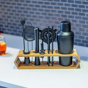 Wuyi camol Matte <span class=keywords><strong>Black</strong></span> <span class=keywords><strong>Bar</strong></span> Shaker Set 12 cái: 750ml Shaker, JIGGER, công cụ, túi nhung đứng hoàn chỉnh bartender Kit <span class=keywords><strong>Bar</strong></span> Shaker Set - Product Image 5