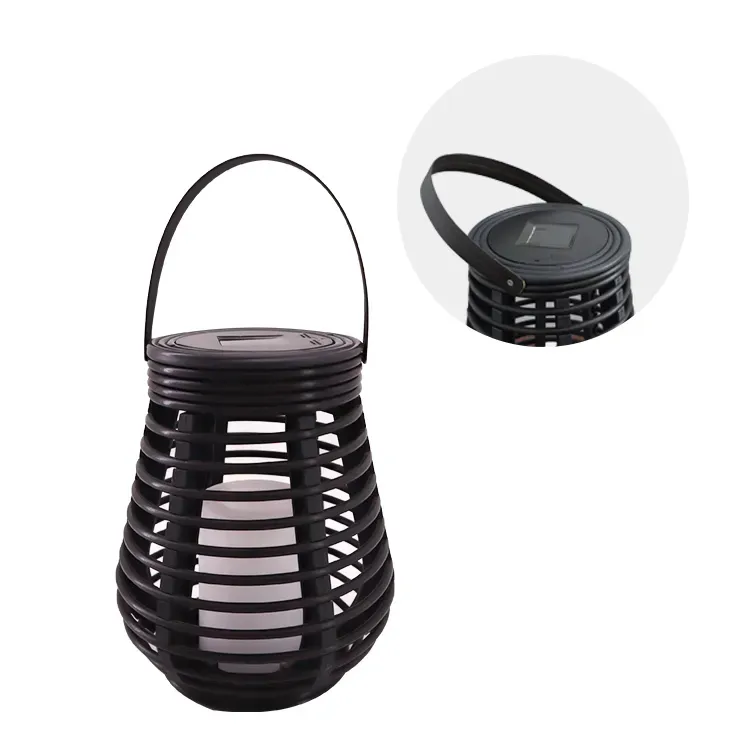 Hot Selling Handmade Solar Outdoor Hanging Landscape Yard Light Decoration Rattan Candle Lantern