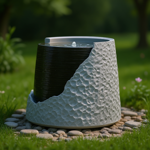 Fontaine d'eau en polyrésine Valt Riedsia pour intérieur et extérieur, design moderne, style urne brisée, décoration de jardin et de pelouse, 20x20x18cm - Product Image 2