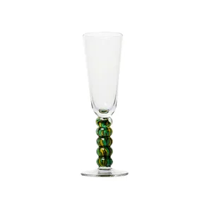 2023 New Design Custom Unique Color Dots Five Beads Creative Champagne Flute Wine Glasses Goblet