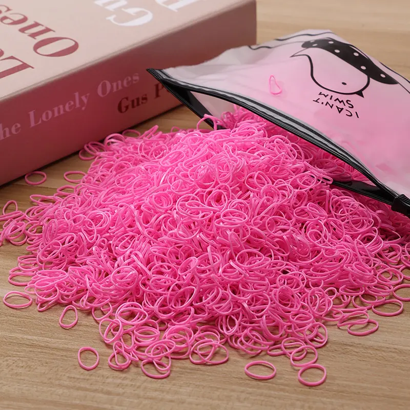 Jiamu Fabrik günstiger Preis 1.000 Stück/Set Kinderhaar-Gummibänder bunte hochelastische Haarbänder für Kinder keine Haarschädigung