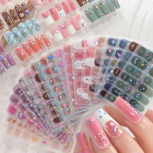 Autocollants <span class=keywords><strong>pour</strong></span> ongles en gel sans cuisson 14Tips Glitter Bake Free, 3D bleu rose marron, adhésifs, couverture complète, enveloppes <span class=keywords><strong>pour</strong></span> ongles, art de la <span class=keywords><strong>manucure</strong></span>, décalcomanie, <span class=keywords><strong>patch</strong></span> <span class=keywords><strong>pour</strong></span> ongles - Product Image 1