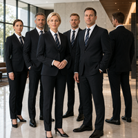 Costume d'affaires formel 2 pièces noir pour homme, 50% laine 50% polyester, respirant, infroissable, veste et pantalon, pour adultes