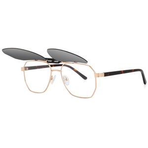Unisex Rectangle Metal Frame <b>Clip</b>-on Sunglasses <b>Mirror</b> Lenses UV400 Protection Full Rim Adult Sun Protection Style - Product Image 5