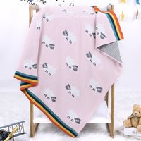 Couverture en coton tricotée pour bébé motif mouton mignon, serviette de bain, tissu d'emmaillotage, couette pour nourrissons, couverture de poussette