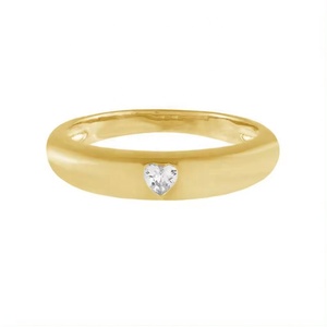 Anillo de Plata de Ley 925 con Baño de Oro de 14K y Circonita Cúbica en Forma de Corazón para Mujer, Venta al Por Mayor Personalizada para Bodas - Product Image 1