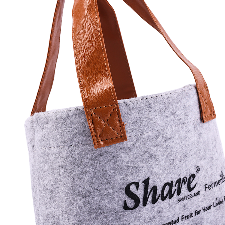 Wholesale Custom Logo Ladies Handbag Extra Large Felt Carry Shopping Tote Bag Leather Handle Fashionable Canvas Featuring Letter