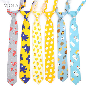 Corbata elástica con estampado de dibujos animados para niños y niñas, corbatas de algodón con estampado de animales, pato, perro, oso, elefante, 5cm - Product Image 1