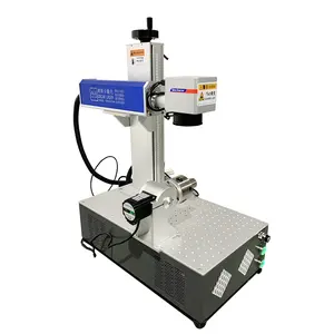 Oscarlaser Raycus Max 20W 30W 50W Fiber Laser Marking Machine with Rotary Axis for Jewelry Gold Silver Metal Engraving