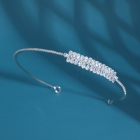 Serre-tête de luxe en alliage avec zircone cubique, diadème de mariée minimaliste à double rangée, bandeau de cheveux géométrique en CZ pour femme, vente en gros