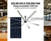 Ventilateur solaire HVLS de 10 pieds pour élevages laitiers, fermes, poulaillers, refroidissement du bétail, ventilation d'entrepôt à haut volume et basse vitesse