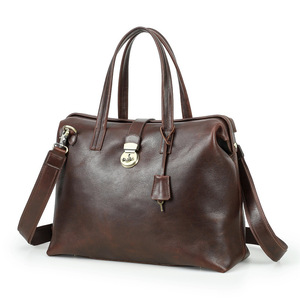 Sac <span class=keywords><strong>de</strong></span> médecin en cuir pleine fleur vintage résistant à l'usure, avec fermeture éclair oblique, pouvant contenir un ordinateur portable <span class=keywords><strong>de</strong></span> 14,2 pouces - Product Image 3