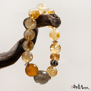 Pulsera de Cuentas de Cristal de Citrino Natural, Atrae la Riqueza y la Fortuna, Regalo Moderno para Mujer - Product Image 1