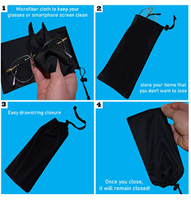 Pochette rectangulaire en microfibre pour lunettes, étui de rangement souple et imperméable pour lunettes de soleil, étui à cordon de couleur unie