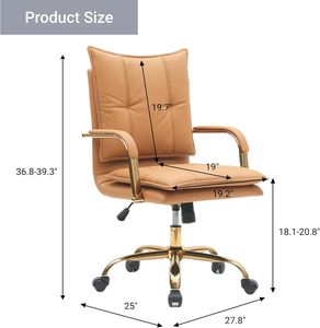 <span class=keywords><strong>Silla</strong></span> de <span class=keywords><strong>escritorio</strong></span> para oficina en casa, cómoda <span class=keywords><strong>silla</strong></span> giratoria ajustable con respaldo medio, patas doradas, brazos, <span class=keywords><strong>silla</strong></span> de trabajo tapizada moderna - Product Image 2