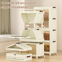 Armoire de rangement moderne et écologique en plastique PP à 1 couche, armoire pliable à 3 niveaux, organisateur de vêtements pliable
