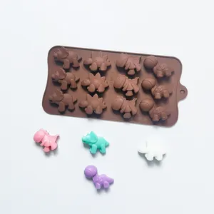 12 Gaten Dinosaurus Siliconen Mal Chocolade Snoepvorm Diy Jurassic Dinosaurussen Zacht Snoepvorm Cake Decoratie Bakken