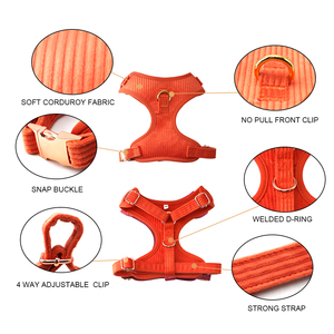 Rompi anjing <span class=keywords><strong>Pitbull</strong></span> dapat diatur untuk anak anjing Set harnes korduroi hewan peliharaan kalung rajut kabel mewah <span class=keywords><strong>Harness</strong></span> anjing Teddy - Product Image 3