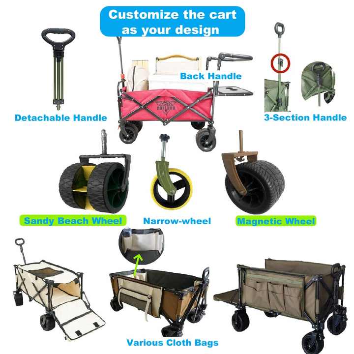China Manufacturer  Large Capacity Outdoor Camping Double Deck Trolley With Net Folding Wagon