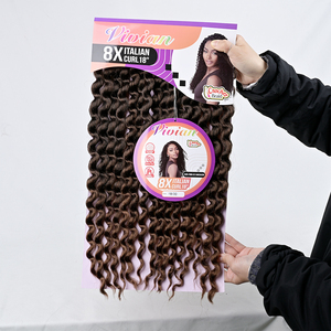 Treccine all'ingrosso da 18 pollici 8x con riccioli italiani 240g, acconciature boho con ricci Milano, 100% fibra Kanekalon per intrecciare a uncinetto, biondo ombré # - Product Image 6