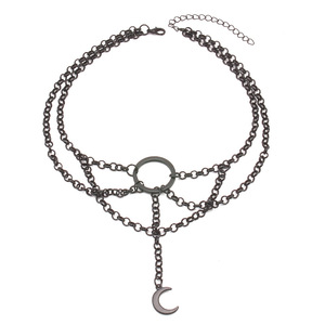 Collar de cadena de clavícula estilo Harajuku Punk, de varias capas, de aleación de zinc, unisex, para fiestas, con forma geométrica de luna. - Product Image 5