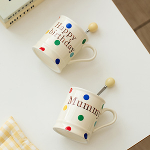 Taza de Café de Cerámica Simple con Diseño de Puntos para Parejas, Blanca, 410 ml de Capacidad, Apta para Lavavajillas, para el Día de la Madre, el Día del Padre, Aniversario - Product Image 5