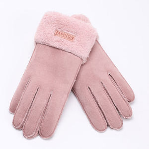 Açık polar astarlı kış kadın Biker süet kumaş dokunmatik eldiven bayanlar - Product Image 2