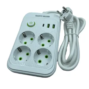 Fuente de alimentación de alta potencia Oficina y hogar Multi-agujero 3 Usb Plug 4way Socket blanco y negro