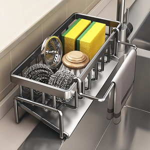 Égouttoir de cuisine rectangulaire en acier au carbone de style nordique Cedar Space pour torchons et rangement de robinet, idéal pour <span class=keywords><strong>liquide</strong></span> vaisselle et laine d'acier - Product Image 1