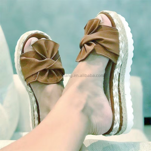 Fashionable Women's Platform <b>Slippers</b> Knot Open Toe Solid Color Anti Casual <b>Slippers</b> - Product Image 6
