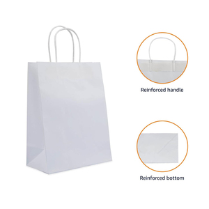 Bolsas de <span class=keywords><strong>Regalo</strong></span> de Papel Blanco KM de 4.72*2.36*5.91 Pulgadas, Bolsas de Papel Kraft con Asas para Pequeñas Empresas, Cumpleaños, Bodas, Fiestas - Product Image 3