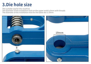 Nueva <span class=keywords><strong>Remachadora</strong></span> <span class=keywords><strong>Manual</strong></span> de Aluminio Versátil Auplex con 2 Moldes y Tamaño de 6-12 mm para Textiles, Accesorios y Restaurantes - Product Image 2