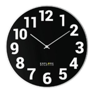 Reloj de pared (25cm) con números en negro y plateado RAC1003 - Product Image 1