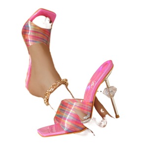 2025 nuevas mujeres de verano Cool Slip-Ons con parte inferior en forma de corazón de un paso en la cabeza con <span class=keywords><strong>tacones</strong></span> altos de aguja - Product Image 5