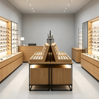 Vitrine en bois pour lunettes de vue et de soleil avec miroir intégré pour magasin d'optique, centre commercial ou kiosque de vente au détail
