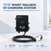 Chargeur EV domestique 7kW AC 32A avec fonction WiFi et contrôle par carte RFID, série Flex pour parking privé, OEM ODM