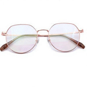 แว่นตาทรงกลมเล็กน้ำหนักเบาสไตล์พังก์สำหรับวัยรุ่น รุ่น L0103 กรอบเต็มแบบยูนิเซ็กซ์ ขาแว่นทำจากโลหะเมมโมรี่ไดเร็กท์และเลนส์ PC - Product Image 1