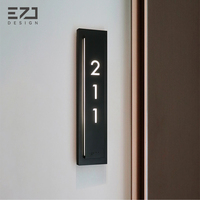 Panneau lumineux personnalisé en acier inoxydable pour numéros de chambre d'hôtel avec Braille de classe 2 pour projets hôteliers et d'appartements