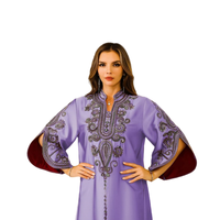Robe Abaya élégante en polyester brodée pour femmes musulmanes du Moyen-Orient, style saoudien et de Dubaï, avec cordon, collection automne