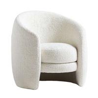 Fauteuil d'appoint individuel rond en lin et velours, design nordique moderne, pour salon de projet hôtelier
