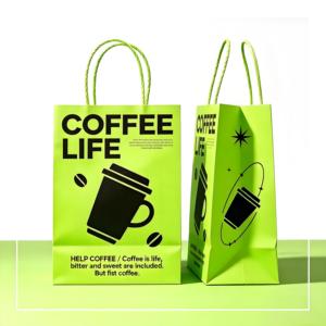 Bolsas de Papel Clásicas Impresas Personalizadas con Laminación y Asas Retorcidas, Ecológicas para Cafeterías, Comida para Llevar, Promoción Minorista - Product Image 1