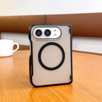 Coque transparente premium pour iPhone Duo, antichoc, anti-chute, magnétique, double charnière, bords doux, effet givré, toucher agréable