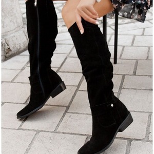 Botas ajustadas <span class=keywords><strong>de</strong></span> moda <span class=keywords><strong>de</strong></span> <span class=keywords><strong>invierno</strong></span> y otoño para mujer, <span class=keywords><strong>zapatos</strong></span> <span class=keywords><strong>de</strong></span> tacón plano <span class=keywords><strong>de</strong></span> gran tamaño, botas para mujer - Product Image 5