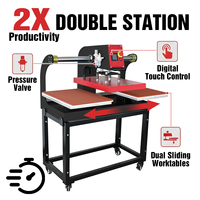 Presse à chaud pneumatique automatique double station Baiyin 40*60cm pour transfert thermique à plat pour impression de t-shirts
