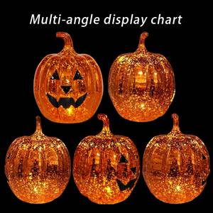 Halloween hecho a mano plástico Horror brillo calabaza LED luz ornamento linterna en forma de calabazas fiesta decoraciones festivas - Product Image 6