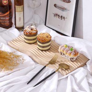 Water ripple <b>tray</b>, Nordic dessert beech wood cutting board, wooden bread plate, food photography prop, wooden plate, dessert - Product Image 2